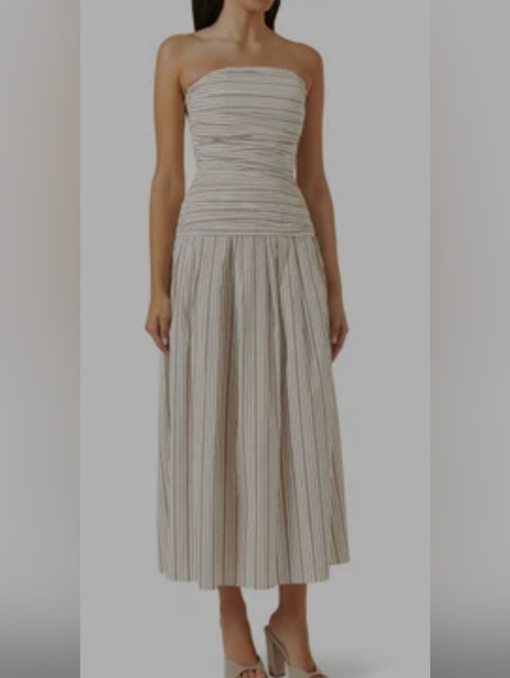 ANNA QUAN Isadora Striped Drop-Waist Midi Dress
